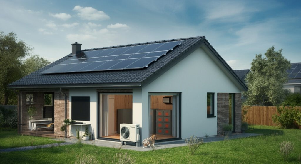 ein umweltfreundliches Haus mit Wärmepumpe und Solarenergie